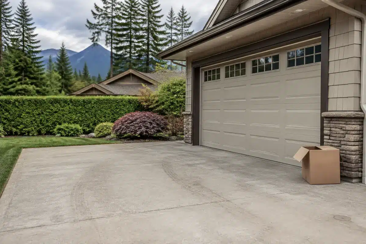 Clear home driveway after an old vehicle has been removed before a property sale